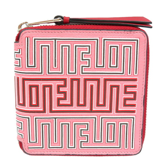 Loewe Mays Square Zip Leather Red Pink Bifold Wallet - Picture 2 of 10